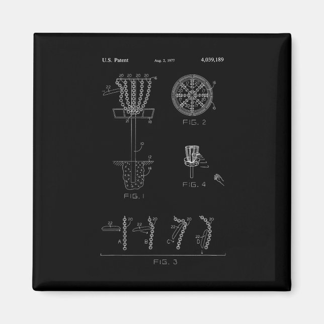 Disc Golf Basket Target Patent Design - Frolf  Magnet (Front)