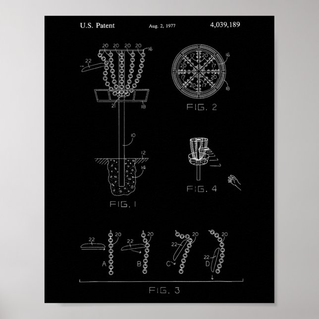 Disc Golf Basket Target Patent Design - Frolf  Poster (Front)