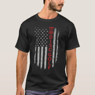 Disc Golf Basket US Flag For Disc Golfers July 4th T-Shirt