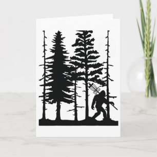 Disc Golf Bigfoot Hiding Wildlife Trees Nature Ret Card