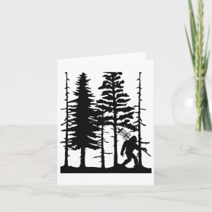Disc Golf Bigfoot Hiding Wildlife Trees Nature Ret Card