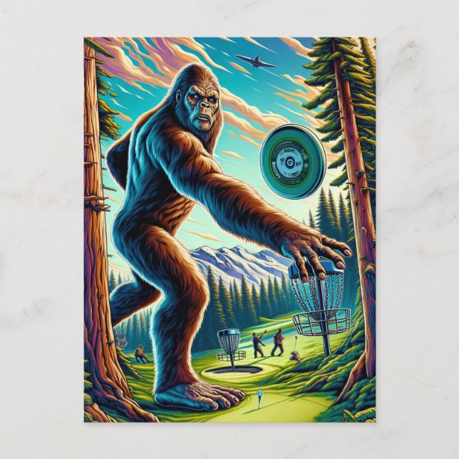 Disc Golf Bigfoot in the Woods Postcard (Front)
