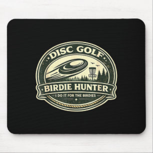 Disc golf birdie hunter retro forest outdoor usa mouse pad