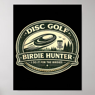 Disc golf birdie hunter retro forest outdoor usa  poster