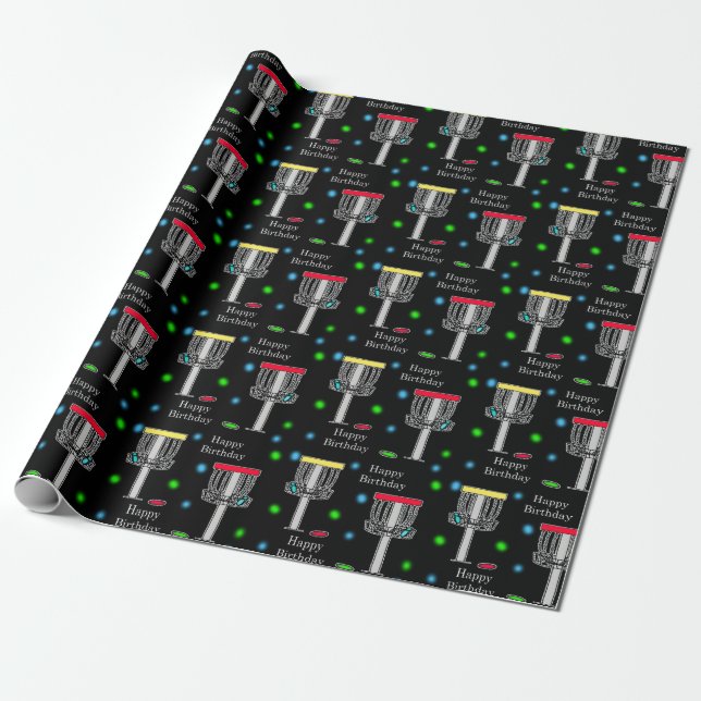 Disc Golf Birthday  Wrapping Paper (Unrolled)