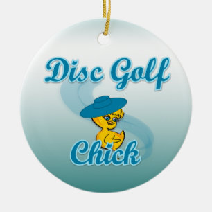 Disc Golf Chick #3 Ceramic Ornament
