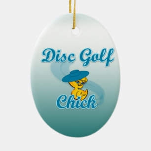 Disc Golf Chick #3 Ceramic Tree Decoration