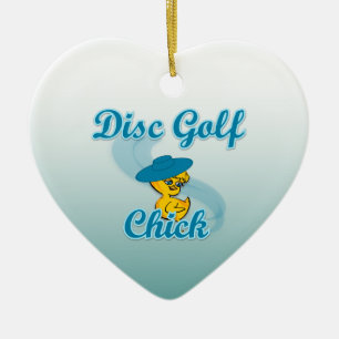 Disc Golf Chick #3 Ceramic Tree Decoration