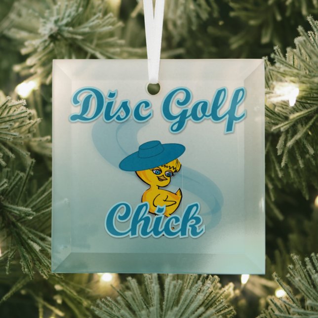 Disc Golf Chick #3 Glass Tree Decoration (Insitu)
