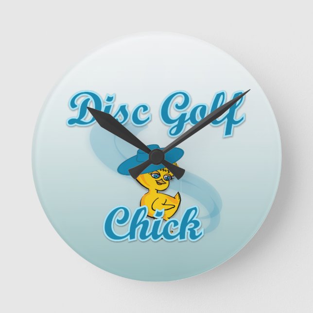 Disc Golf Chick #3 Round Clock (Front)