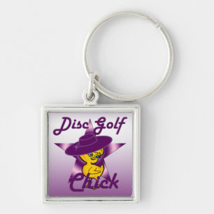 Disc Golf Chick #9 Key Ring