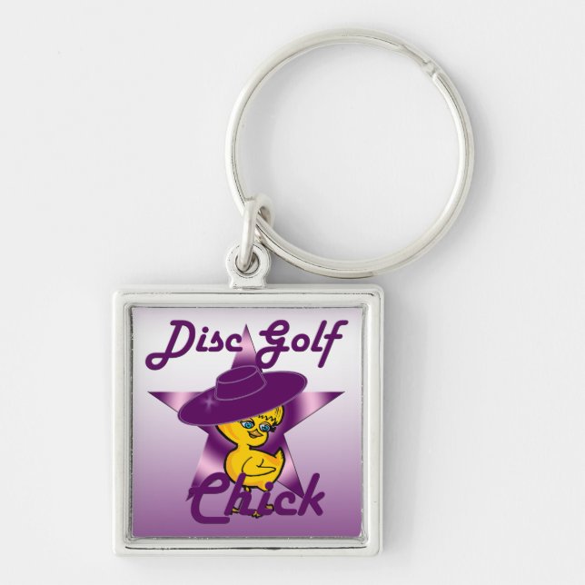Disc Golf Chick #9 Key Ring (Front)