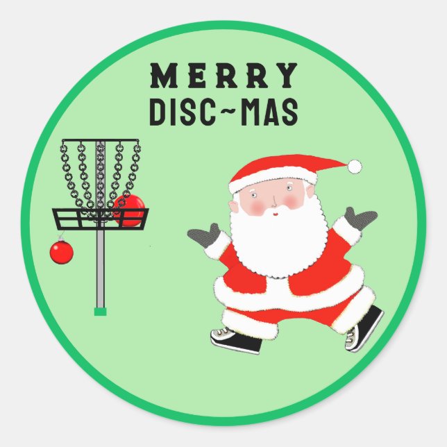 Disc Golf Christmas Classic Round Sticker (Front)