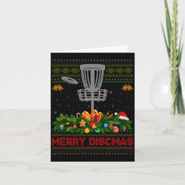 Disc Golf Christmas Pajamas Ugly Xmas Sweaters Mer Card (Front)