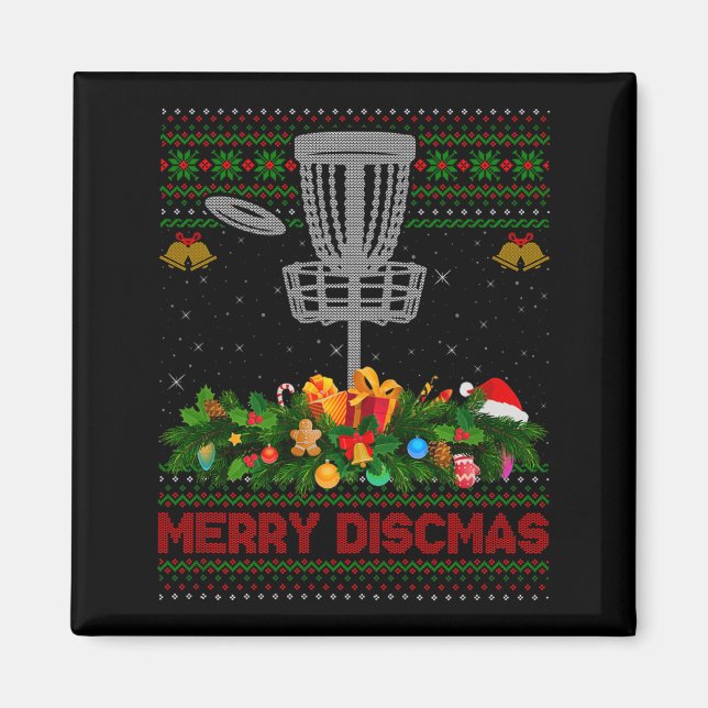 Disc Golf Christmas Pajamas Ugly Xmas Sweaters Mer Magnet (Front)