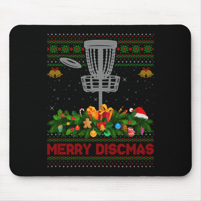 Disc Golf Christmas Pajamas Ugly Xmas Sweaters Mer Mouse Pad (Front)