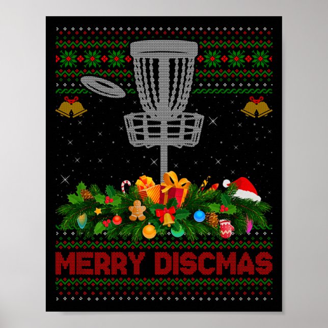 Disc Golf Christmas Pajamas Ugly Xmas Sweaters Mer Poster (Front)