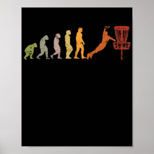 Disc Golf Development Retro Golfer Evolution Poster