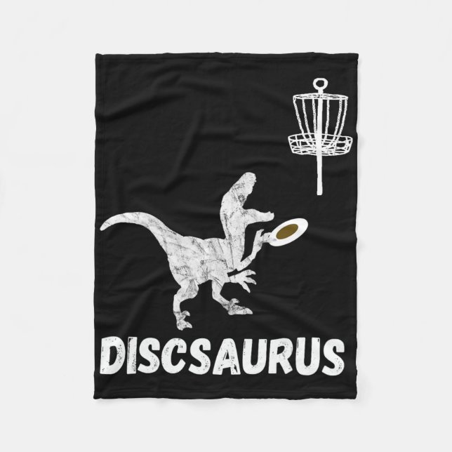 Disc Golf Dinosaur Frolfing T-rex Dino Funny Disc  Fleece Blanket (Front)