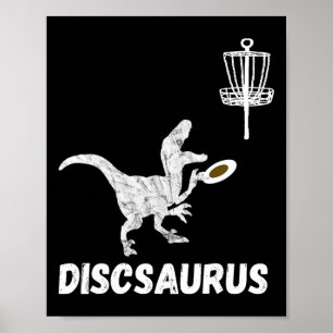 Disc Golf Dinosaur Frolfing T-rex Dino Funny Disc  Poster