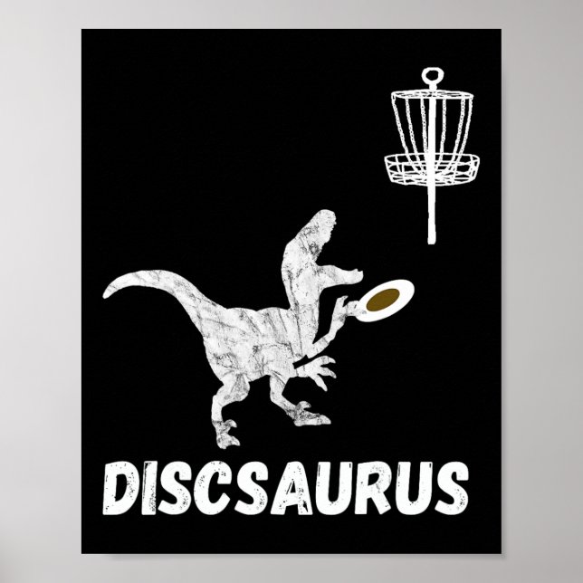 Disc Golf Dinosaur Frolfing T-rex Dino Funny Disc  Poster (Front)