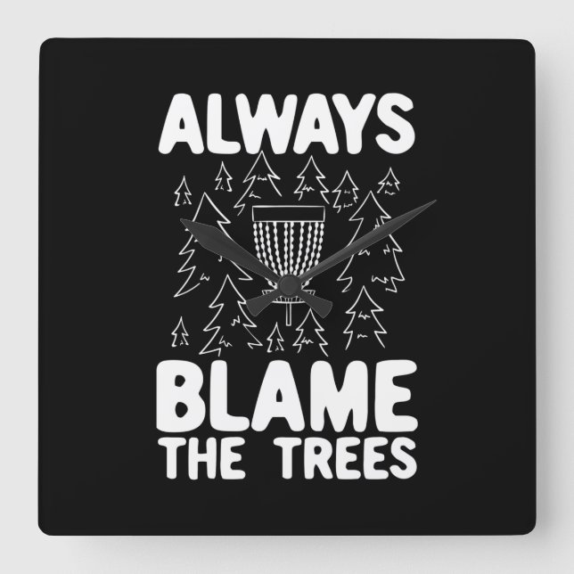 Disc Golf Disc Basket Gift Square Wall Clock (Front)