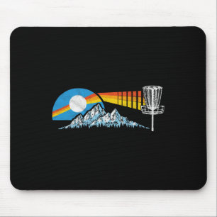 Disc Golf Distressed Mountains And Sun 80s Vintage Mouse Pad