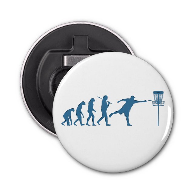 Disc Golf Evolution - Fun Gift for Disc Golfer Bottle Opener (Front)