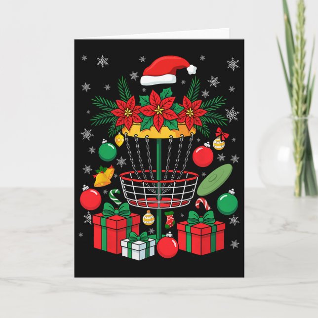 Disc Golf Frisbee Christmas Ornament Tree Funny Me Card (Front)