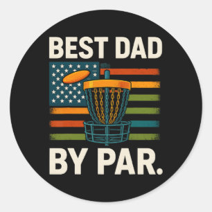 Disc Golf Frisbee Funny Best Dad Par Camo Us Flag Classic Round Sticker