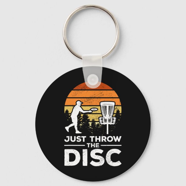 Disc Golf Frisbee Golf Just Throw The Disc  Key Ring (Front)