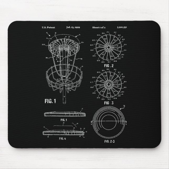 Disc Golf Frisbee Player Disc Golfer Sket Patent  Mouse Pad (Front)