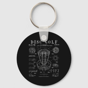 Disc Golf Frolf Frisbee Sket Vintage Patent Drawin Key Ring