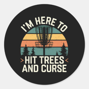 Disc Golf Funny Hit Trees And Curse Retro Disc Gol Classic Round Sticker