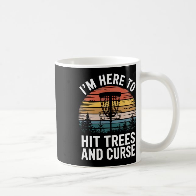 Disc Golf Funny Hit Trees And Curse Retro Disc Gol Coffee Mug (Right)