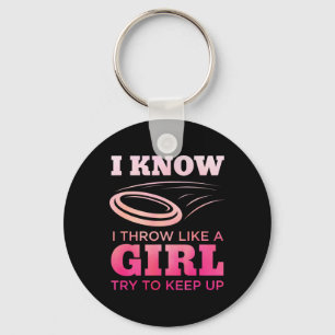 Disc Golf Girl Funny Disc Golfing Lover Player Gif Key Ring
