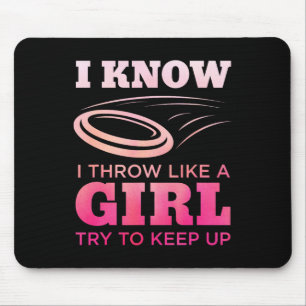 Disc Golf Girl Funny Disc Golfing Lover Player Gif Mouse Pad
