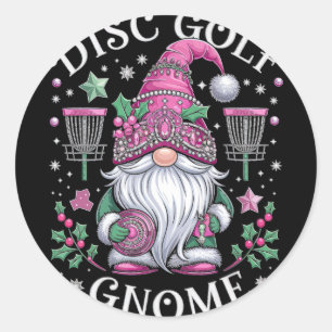 Disc Golf Gnome Christmas Spirit Fun Holiday Vibes Classic Round Sticker