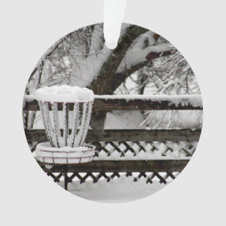 Disc Golf Goal Post in Snow Ornament