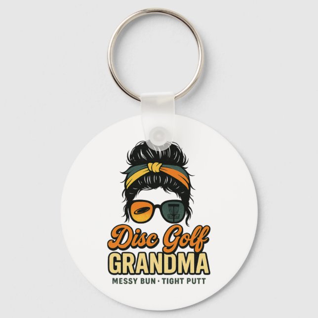 Disc Golf Grandma Retro Script  Key Ring (Front)