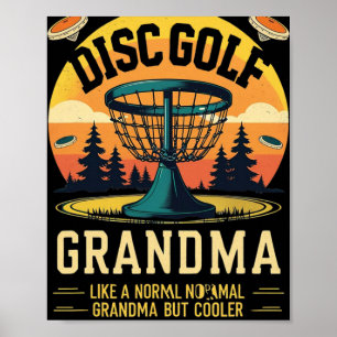 Disc Golf Grandma Sunset Sket Poster