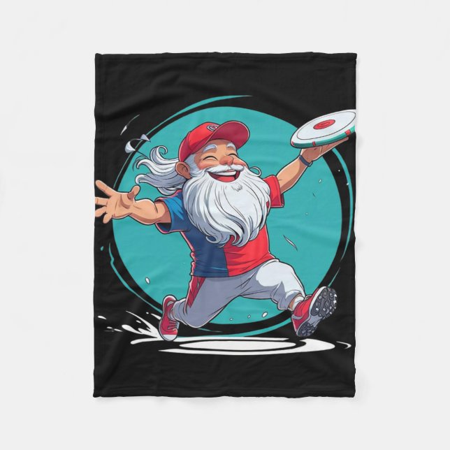 Disc Golf Grandpa – Dynamic Turquoise Circle Throw Fleece Blanket (Front)