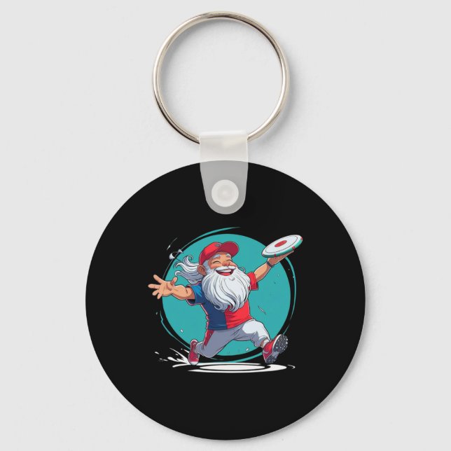 Disc Golf Grandpa – Dynamic Turquoise Circle Throw Key Ring (Front)