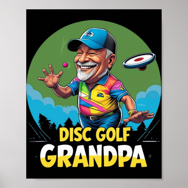 Disc Golf Grandpa – Green Dge Cap-throw Retro  Poster (Front)