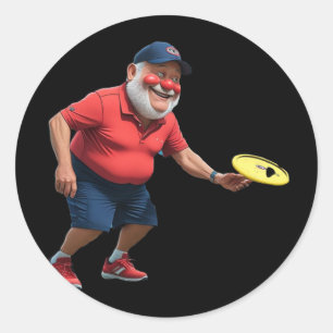 Disc Golf Grandpa – Minimal Silhouette Power-drive Classic Round Sticker