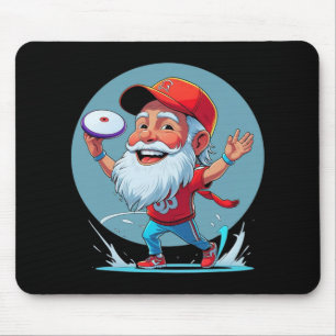 Disc Golf Grandpa – Red Cap Side-arm Cartoon Illus Mouse Pad