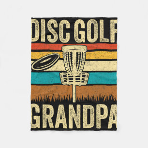 Disc Golf Grandpa - Retro Style Vintage Disc Golf  Fleece Blanket