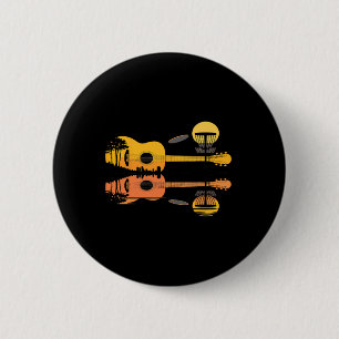 Disc Golf Guitar Sunset Nature Reflection Player G 6 Cm Round Badge