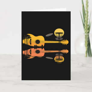 Disc Golf Guitar Sunset Nature Reflection Player G Card