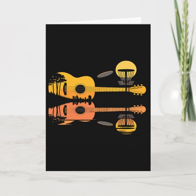 Disc Golf Guitar Sunset Nature Reflection Player G Card (Front)